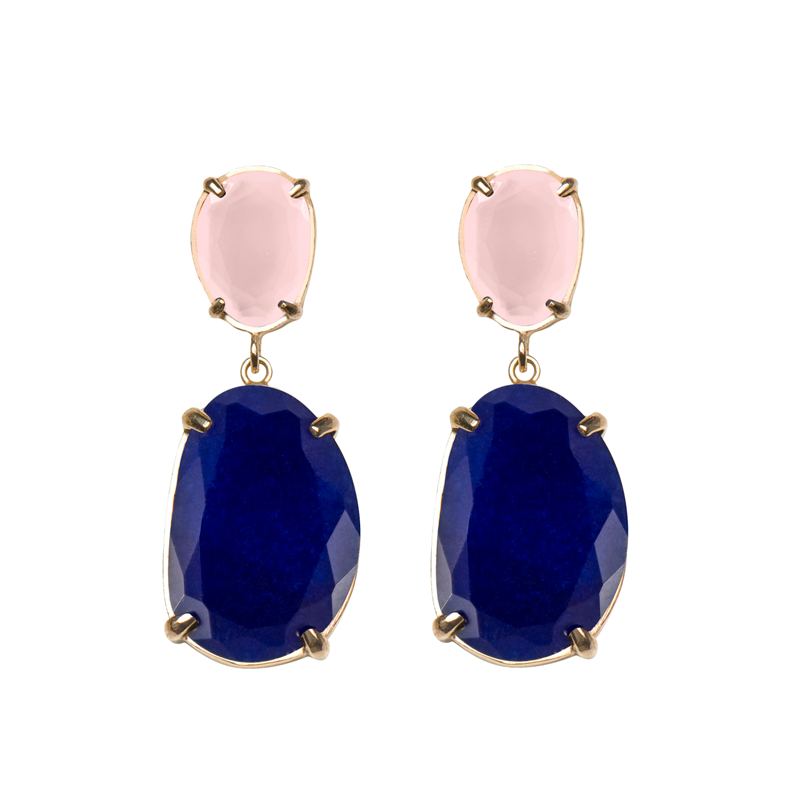 Pendiente-sweet-grande-cuarzo-rosa-y-zafiro-plata-chapada-oro